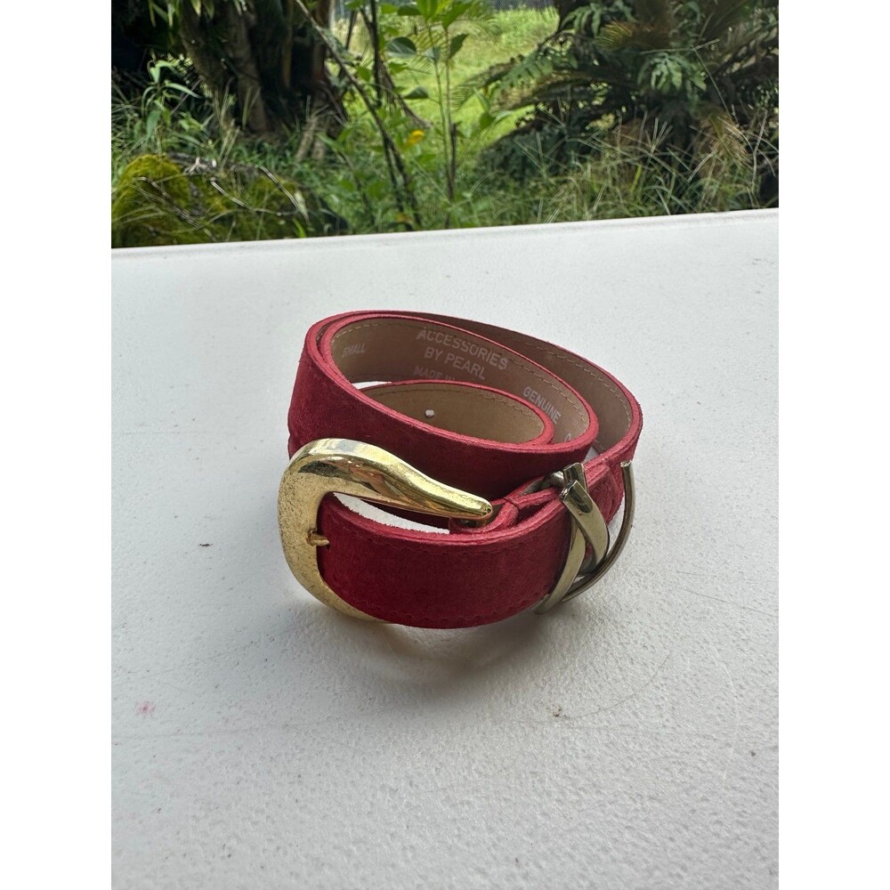 Vintage Y2K Accessories By Pearl 90273 Women's Genuine Red Suede Leather Belt S